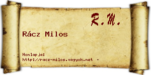 Rácz Milos névjegykártya