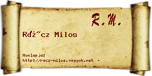 Rácz Milos névjegykártya