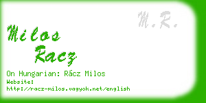 milos racz business card