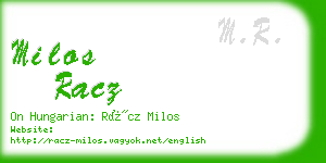 milos racz business card